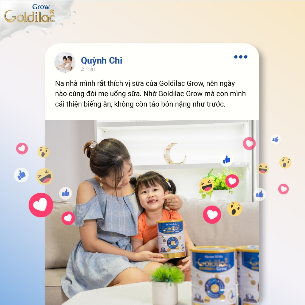MUA 4 TẶNG 3. Sữa tăng cân cho bé Goldilac Grow - Cải thiện tiêu hóa, phát triển chiều cao