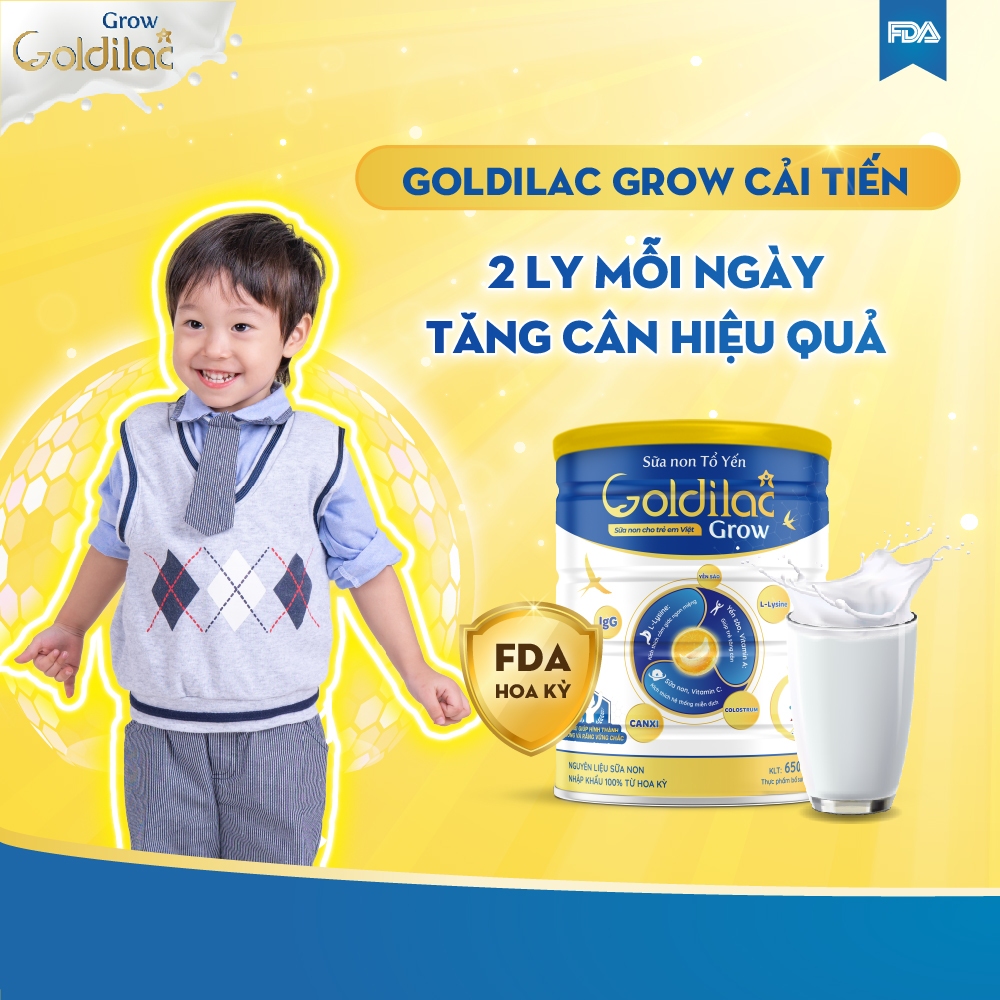 MUA 4 TẶNG 3. Sữa tăng cân cho bé Goldilac Grow - Cải thiện tiêu hóa, phát triển chiều cao