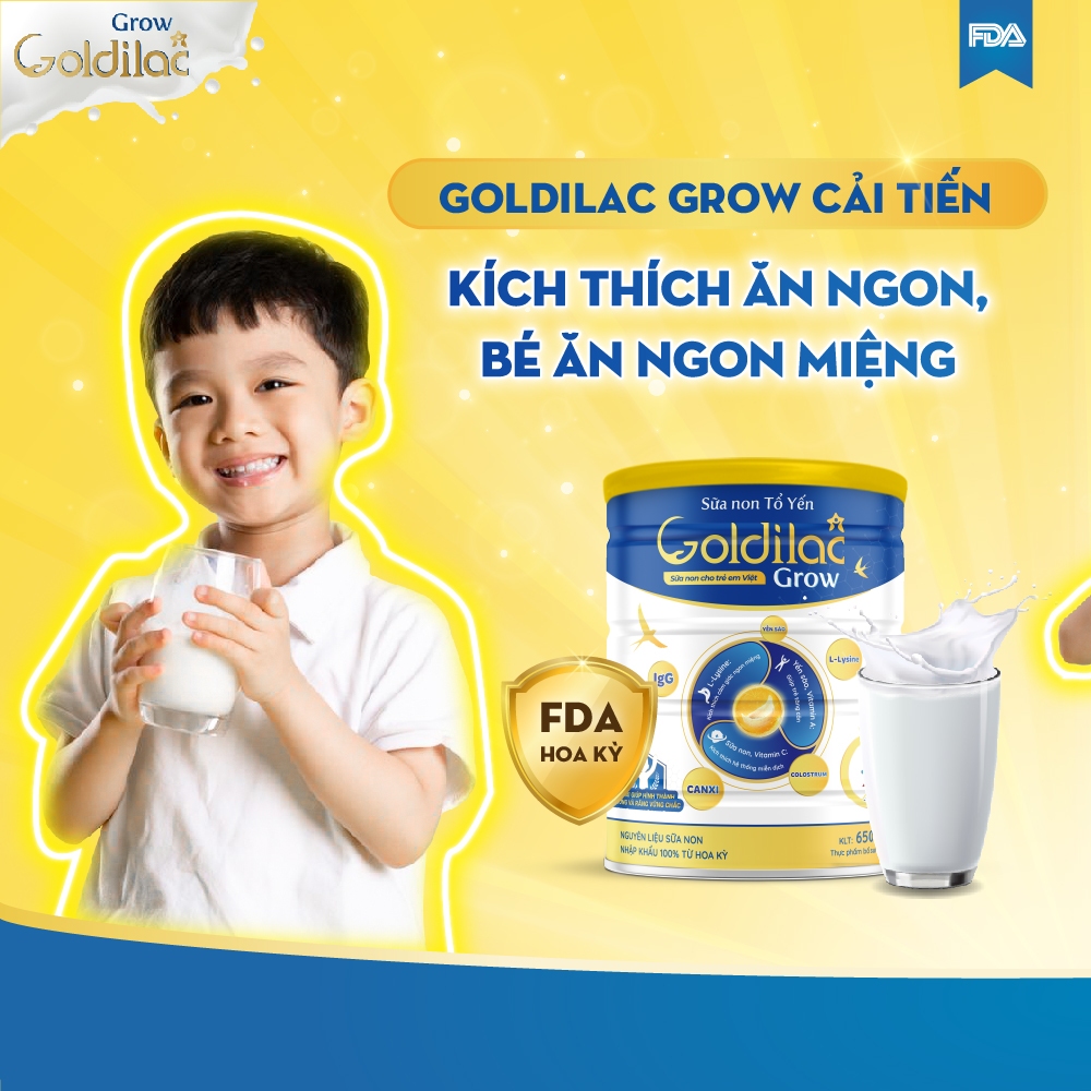 MUA 4 TẶNG 3. Sữa tăng cân cho bé Goldilac Grow - Cải thiện tiêu hóa, phát triển chiều cao