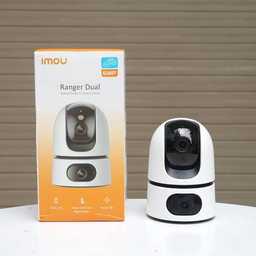 Camera wifi trong nhà Imou Ranger Dual 6MP, 2 ống kính trên dưới 3MP, quay quét 360 độ, ghi màu ban đêm, còi báo động