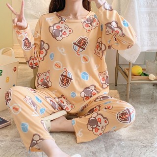 Set đồ bộ ngủ nữ mặc nhà ulzzang pijama trà sữa cam DN140