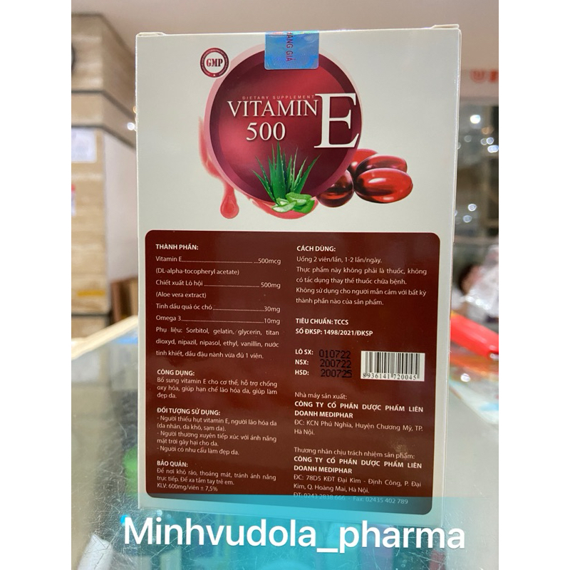Viên uống Vitamin E 500 - Tinh dầu quả ÓC CHÓ, tinh chất LÔ HỘI
