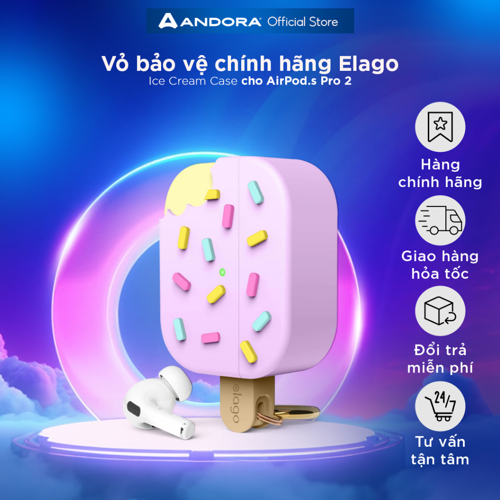 Ốp bảo vệ chính hãng Elago Ice Cream Silicone Case cho AirPod.s Pro 2/Pro