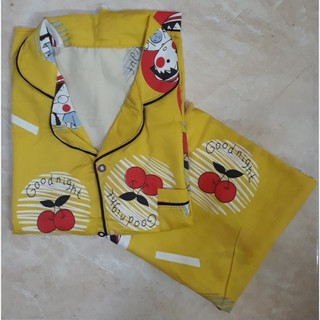 pijama tay cộc quần dài vịt xanh