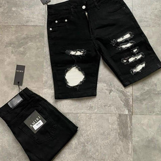 quần short jean nam ngắn đen rách vá da đẹp mẫu mới,chất jean co giãn tốt chuẩn form