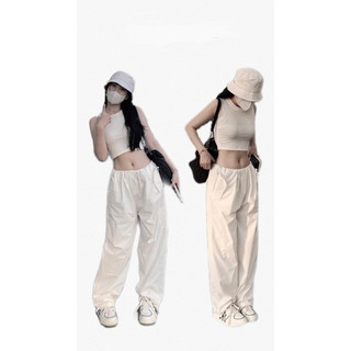 Quần dù túi hộp quần suông ống rộng bo gấu,cargo pants chất dù gió hai lớp cạp chun co giãn cá tính hiphop