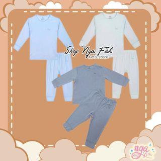 Đồ bộ cotton Bamboo dài tay cài vai, quần dài cho bé trai bé gái Bu thời trang Nga Fish CV-001