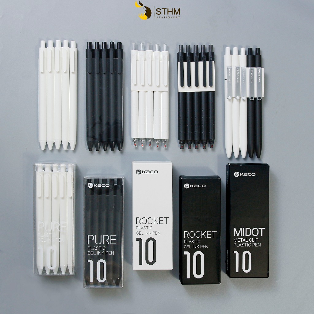 [STHM stationery] - Kacogreen PURE, ROCKET, MIDOT lẻ cây màu trung tính - Bút gel đen 0.5mm