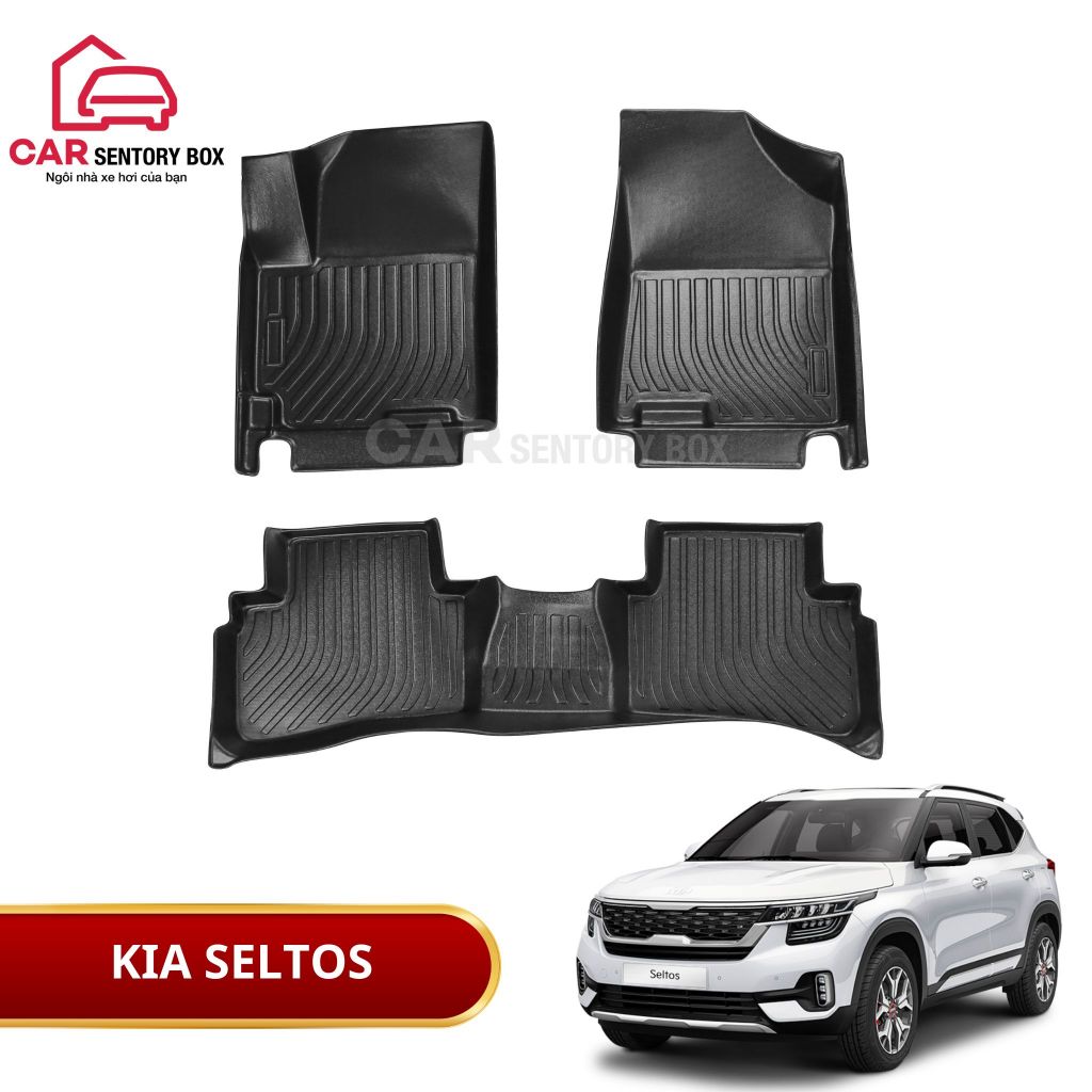 Thảm Lót Sàn Ô Tô Nhựa TPE Car Sentory Box Xe Kia Seltos (2020 - 2023) - Chống Nước, Không Mùi, Ngăn Bụi Bẩn