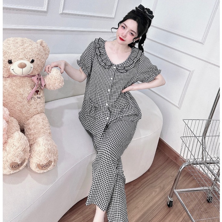 Đồ bộ nữ bigsize 50- 100kg đồ bộ mặc nhà thoải mái, mẫu tiểu thư dễ thương, bộ ngủ bigsize mùa thu đông 2023