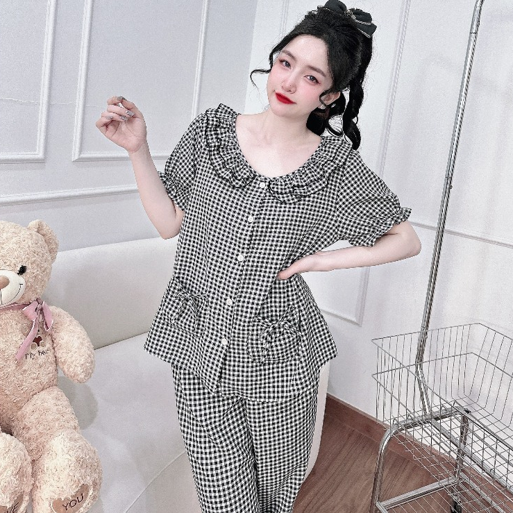 Đồ bộ nữ bigsize 50- 100kg đồ bộ mặc nhà thoải mái, mẫu tiểu thư dễ thương, bộ ngủ bigsize mùa thu đông 2023