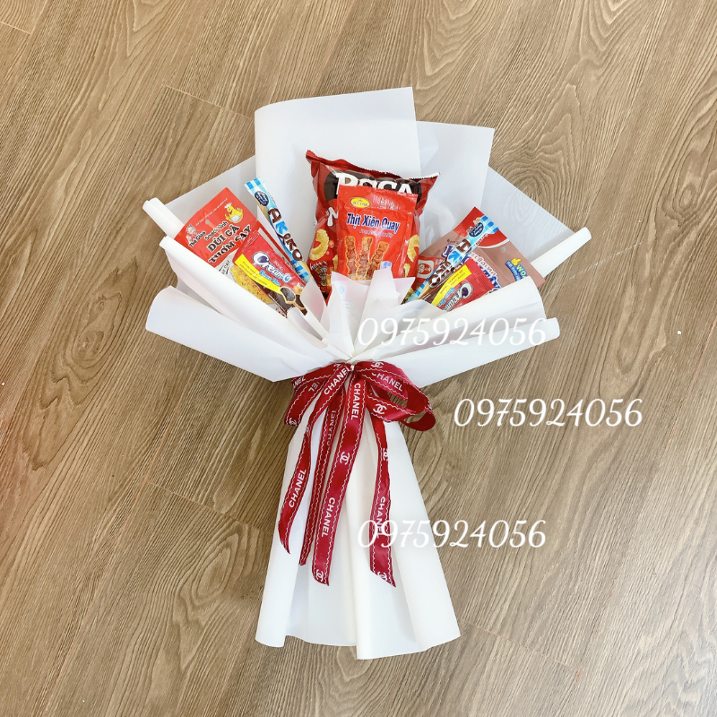 Bó Hoa Bánh Kẹo Nhỏ Xinh Ngon Enzi Tặng Quà, Sinh Nhật, Trung Thu Gói Giấy Hàn Nhiều Màu Giá Sỉ