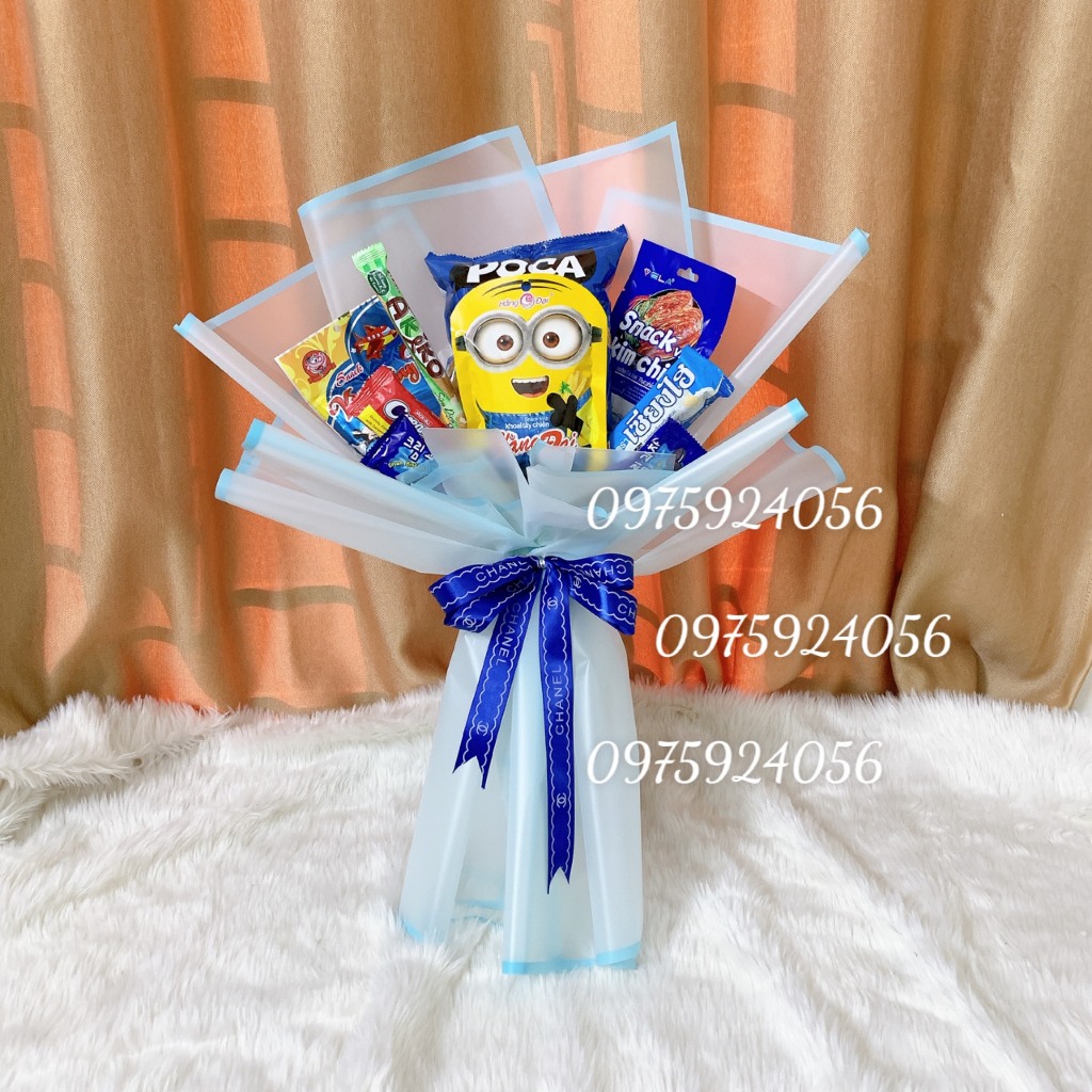 Bó Hoa Bánh Kẹo Nhỏ Xinh Ngon Enzi Tặng Quà, Sinh Nhật, Trung Thu Gói Giấy Hàn Nhiều Màu Giá Sỉ