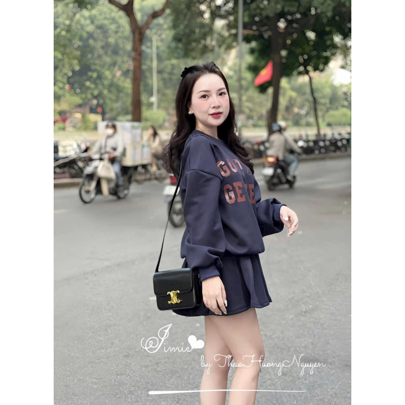 Set bộ nỉ than GOODTO GETHER mix chân váy xếp li