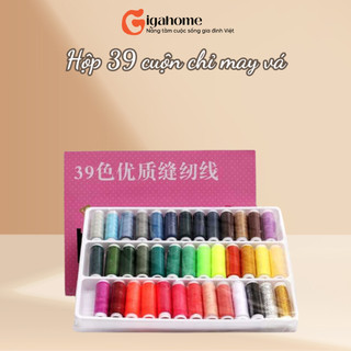 Hộp 39 cuộn chỉ may vá 402 gigahome nhiều màu sắc, bền màu 4742