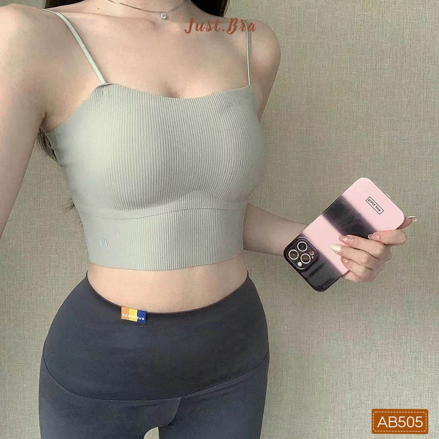 Áo ngực nữ Just Bra, áo bra cotton thun gân đệm su mỏng 2 dây AB505