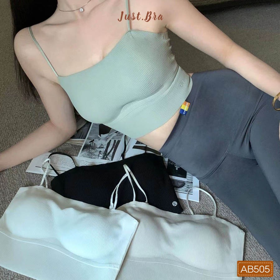 Áo ngực nữ Just Bra, áo bra cotton thun gân đệm su mỏng 2 dây AB505