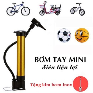 Bơm mini cầm tay, bơm xe đạp tặng kèm bơm bóng tiện lợi