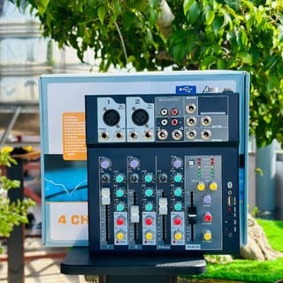[hàng chuẩn tặng dây hoa sen] Mixer F4 USB phiên bản chuyên nghệp có bluetooth cho karaoke gia đình,livestream fb, bigo