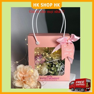 Túi hộp giấy mặt kính, đựng hoa, quà 20/10, 20/11, 14/2, 8/3 xinh xắn