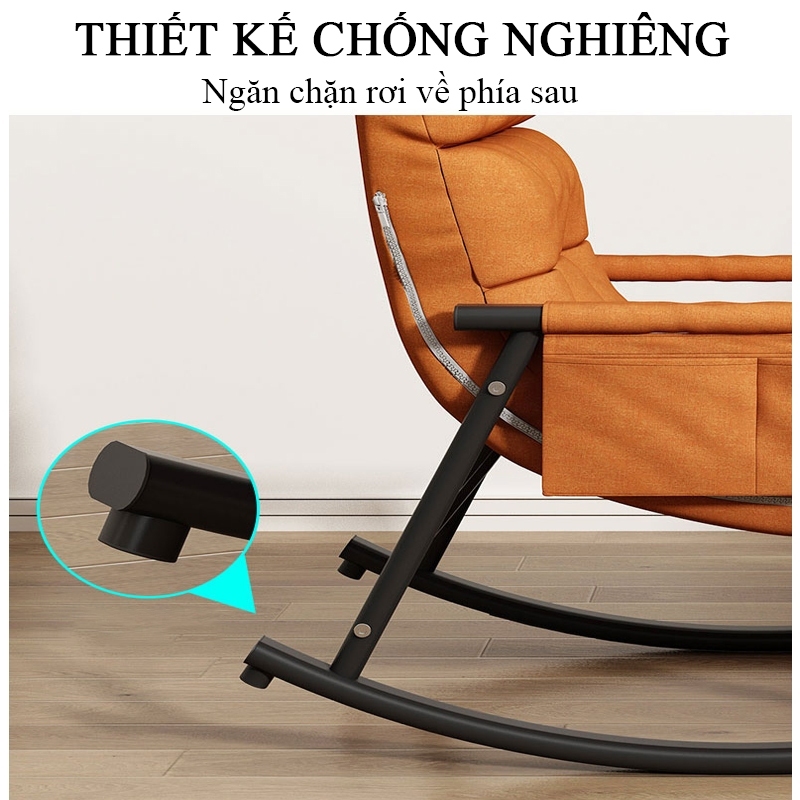Ghế lười thư giãn GinGin Decor khung thép cacbon chắc chắn, Ghế Sofa bập bênh mặt da cao cấp độ đàn hồi cao | BigBuy360 - bigbuy360.vn