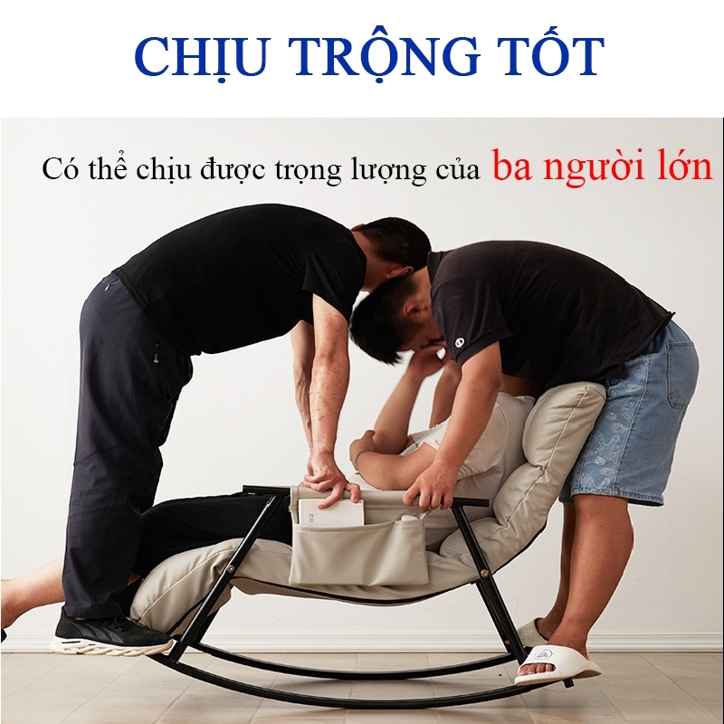 Ghế lười thư giãn GinGin Decor khung thép cacbon chắc chắn, Ghế Sofa bập bênh mặt da cao cấp độ đàn hồi cao | BigBuy360 - bigbuy360.vn