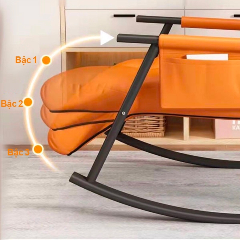 Ghế lười thư giãn GinGin Decor khung thép cacbon chắc chắn, Ghế Sofa bập bênh mặt da cao cấp độ đàn hồi cao | BigBuy360 - bigbuy360.vn