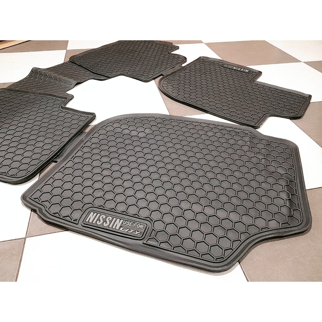 Thảm Sàn, Thảm Lót Sàn Cao Su Nissin Đúc Vân Tổ Ong Chuẩn Form Xe Honda City