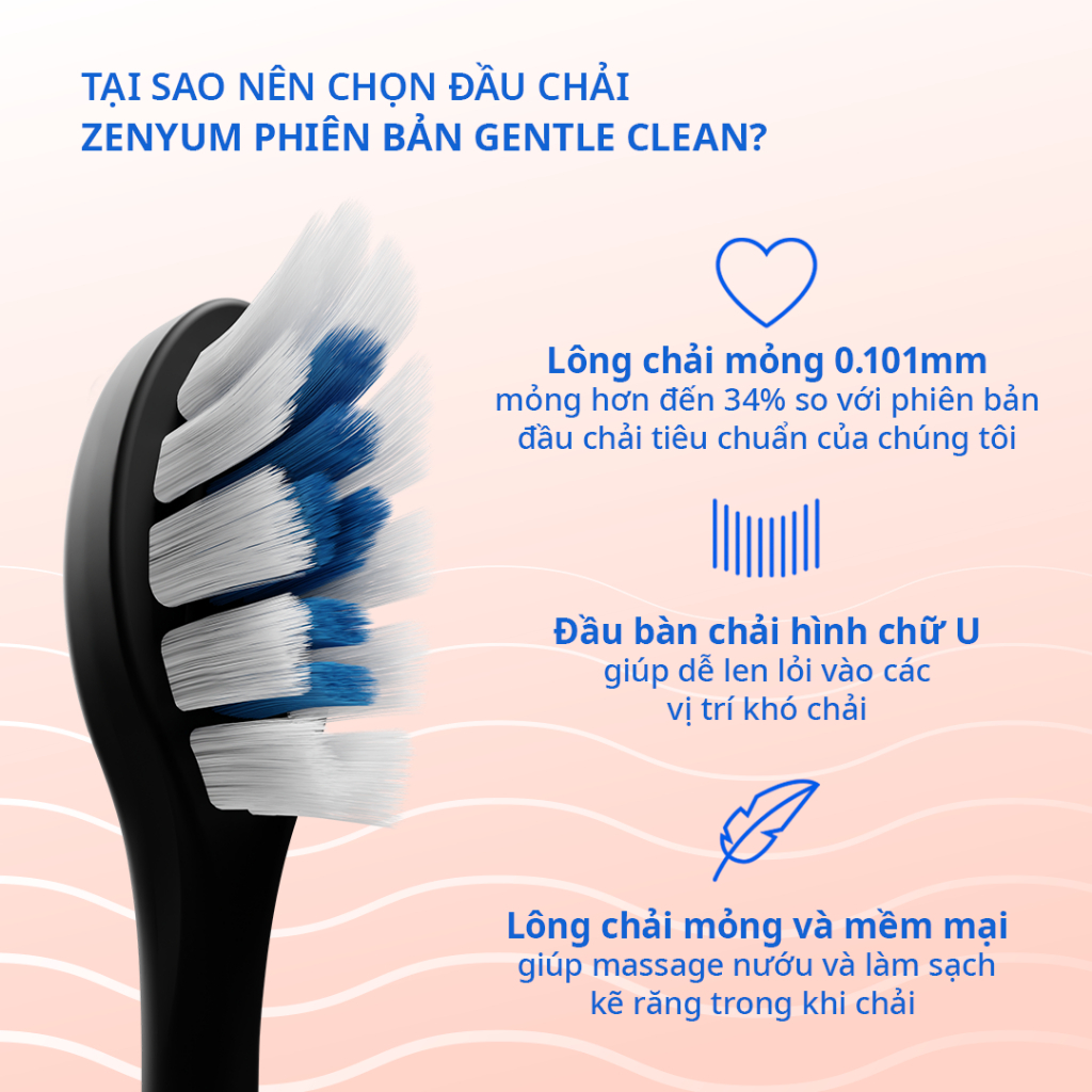 Bộ Bàn Chải Điện Zenyum Sonic + 2 Đầu Thay Thế Phiên Bản Êm Dịu - Màu Hồng San Hô