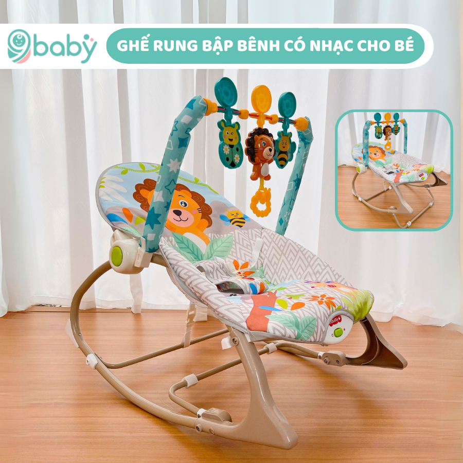 Ghế rung bập bênh cho bé có nhạc mẫu sư tử - Bảo hành 12 tháng