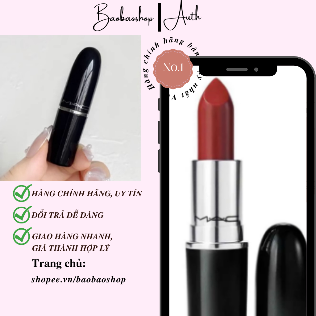 Son MAC Lustreglass Lipstick 1.8g - Đôi Môi Lấp Lánh, Quyến Rũ Huyền Diệu