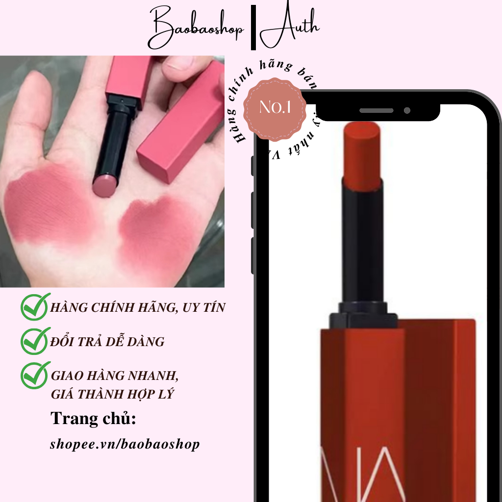 Son NARS Powermatte Lipstick 1g - Sức Mạnh của Màu Sắc, Đôi Môi Quyến Rũ