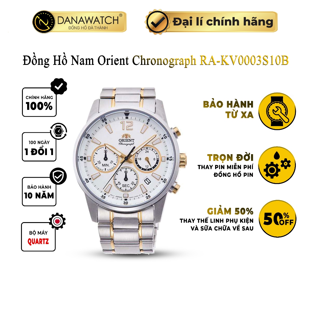 Đồng hồ nam Orient Chronograph RA-KV0003S10B dây kim loại thép không gỉ 316l