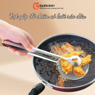 Dụng cụ gắp đồ chiên có lưới ráo dầu tiện dụng gigahome bằng inox 5744