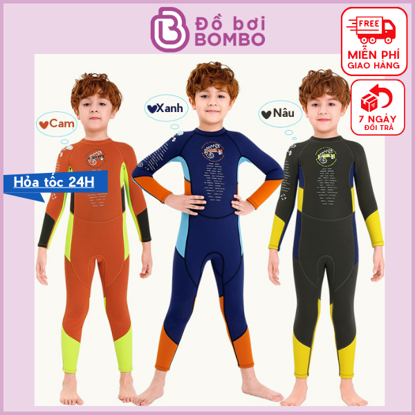 Đồ bơi giữ nhiệt bé trai tay dài quần dài Dive & Sail chống nắng chống UV giữ ấm cơ thể M150501