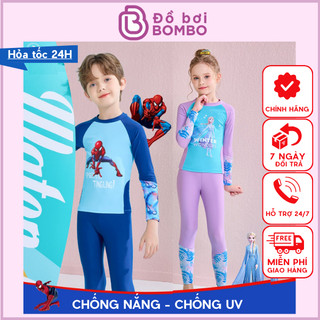 Đồ bơi bé trai tay dài quần dài chống nắng in hình siêu nhân, elsa phù hợp sở thích bé yêu