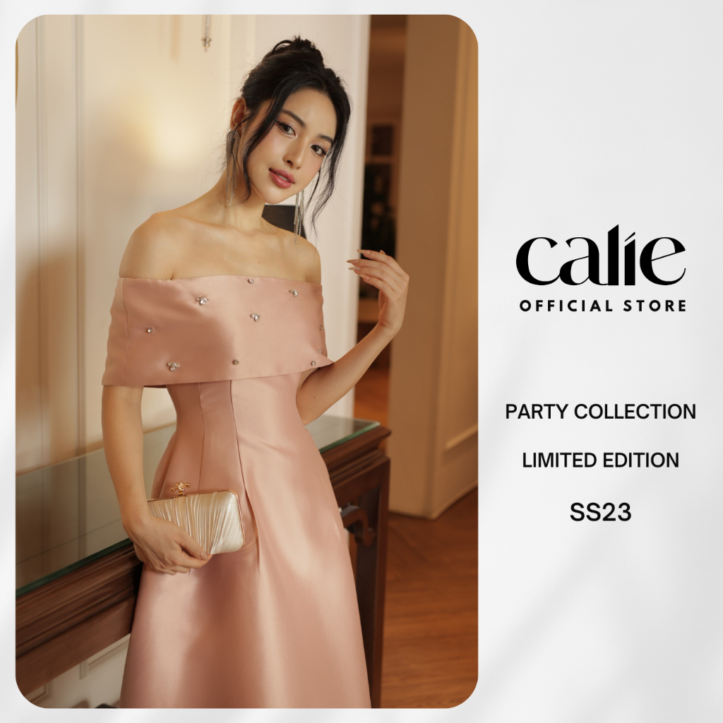 Đầm Dự Tiệc Thiết Kế CALIE Dáng Xoè Đính Đá Cúp Ngực Sang Trọng VX162