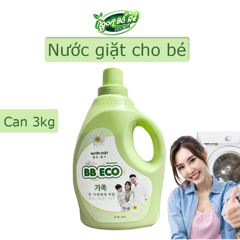 Nước giặt cho bé BB ECO 3kg hương thơm tươi mát lưu hương ngày dài,an toàn cho làn da bé