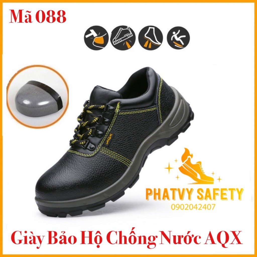 {TẶNG LÓT GIÀY} Giày Bảo Hộ Da Bò Chống Nước, Chống Va Đập Đâm Thủng Chính Hãng AQX- MÃ BD_0088