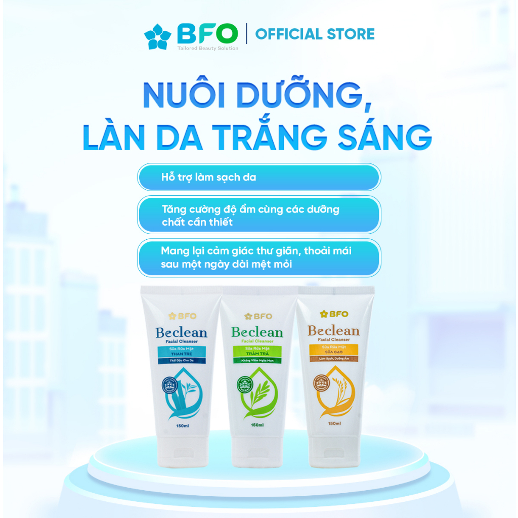 Sữa rửa mặt tinh chất thiên nhiên giúp làm sạch da Beclean BFO dung tích 150ml