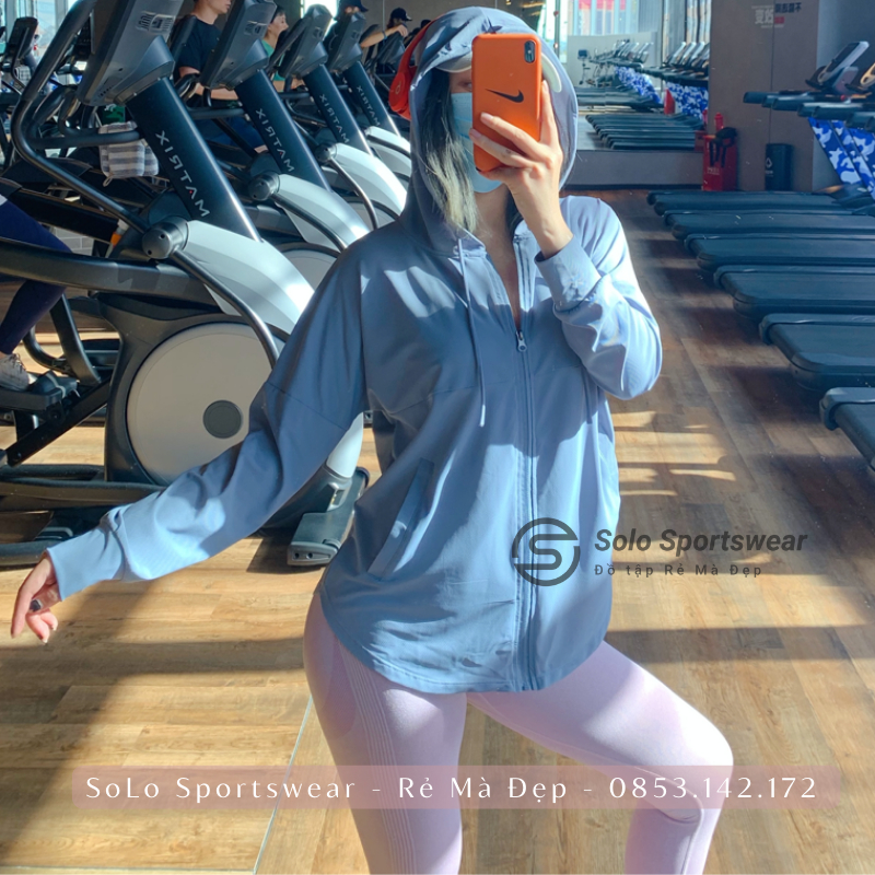 Áo Khoác Tập Gym Yoga Áo Chống Nắng Có Mũ Thể Thao Nữ Vải Lưới Thông Thoáng Dáng Rộng Thoải Mái 𝙎𝙤𝙡𝙤 𝙎𝙥𝙤𝙧𝙩𝙨𝙬𝙚𝙖𝙧 030