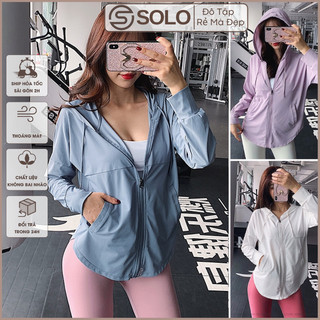 Áo Khoác Tập Gym Yoga Áo Chống Nắng Có Mũ Thể Thao Nữ Vải Lưới Thông Thoáng Dáng Rộng Thoải Mái 𝙎𝙤𝙡𝙤 𝙎𝙥𝙤𝙧𝙩𝙨𝙬𝙚𝙖𝙧 030