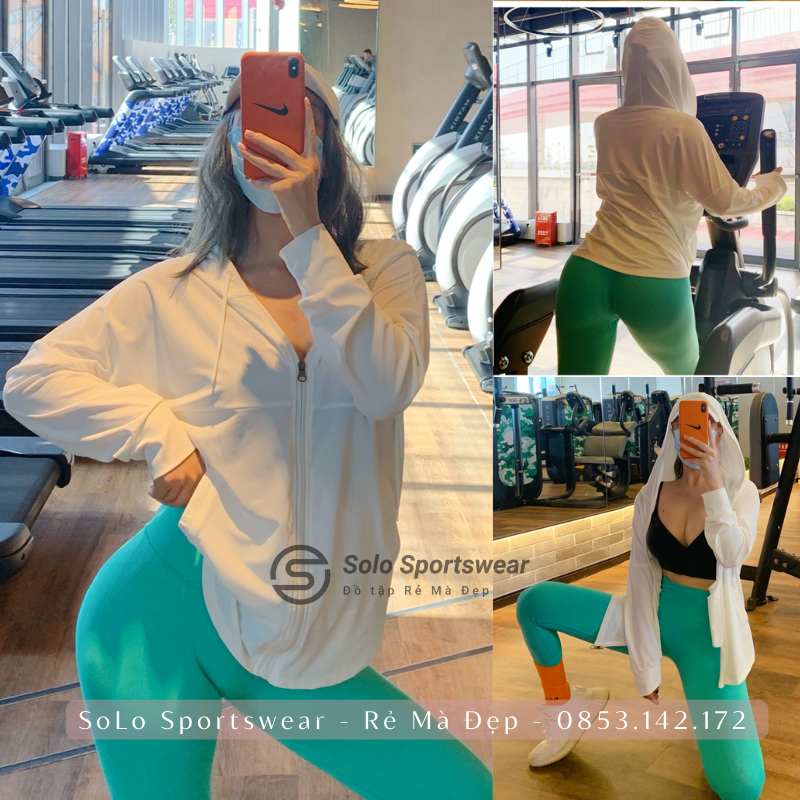Áo Khoác Tập Gym Yoga Áo Chống Nắng Có Mũ Thể Thao Nữ Vải Lưới Thông Thoáng Dáng Rộng Thoải Mái 𝙎𝙤𝙡𝙤 𝙎𝙥𝙤𝙧𝙩𝙨𝙬𝙚𝙖𝙧 030