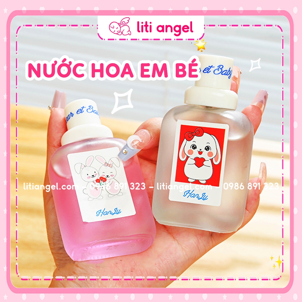 Nước Hoa em bé HANLU BABY mẫu mới Thỏ cute, Xịt thơm quần áo Hương Trái Cây 50ml