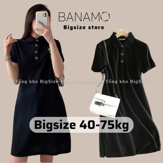 Đầm bigsize váy polo nữ dáng suông cổ sơ mi ngắn tay 594