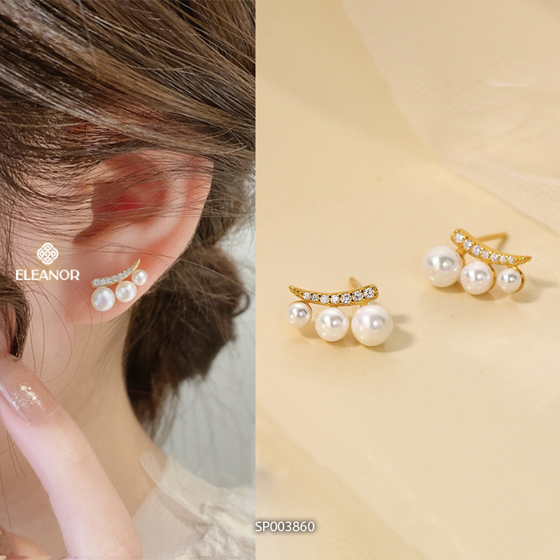 Bông tai nữ chuôi bạc 925 Eleanor Accessories đa dạng kiểu dáng đính đá ngọc trai nhân tạo phụ kiện trang sức 3660