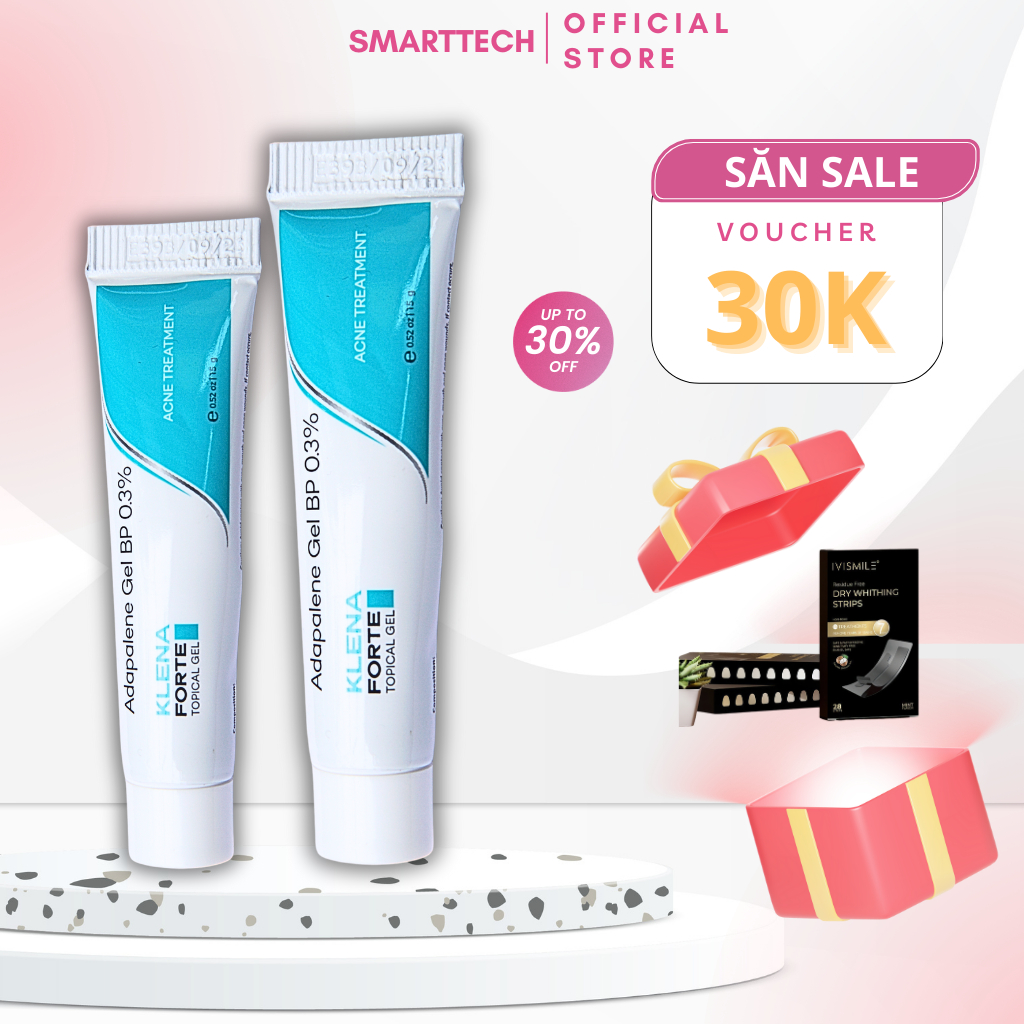 Gel Giảm Mụn Klena Forte, Adapalene gel 0,3% giúp giảm mụn, mờ thâm, dưỡng ẩm và ngăn ngừa lão hóa 15g