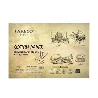 Giấy vẽ chì takeyo túi 20 tờ 160gsm a4/a3
