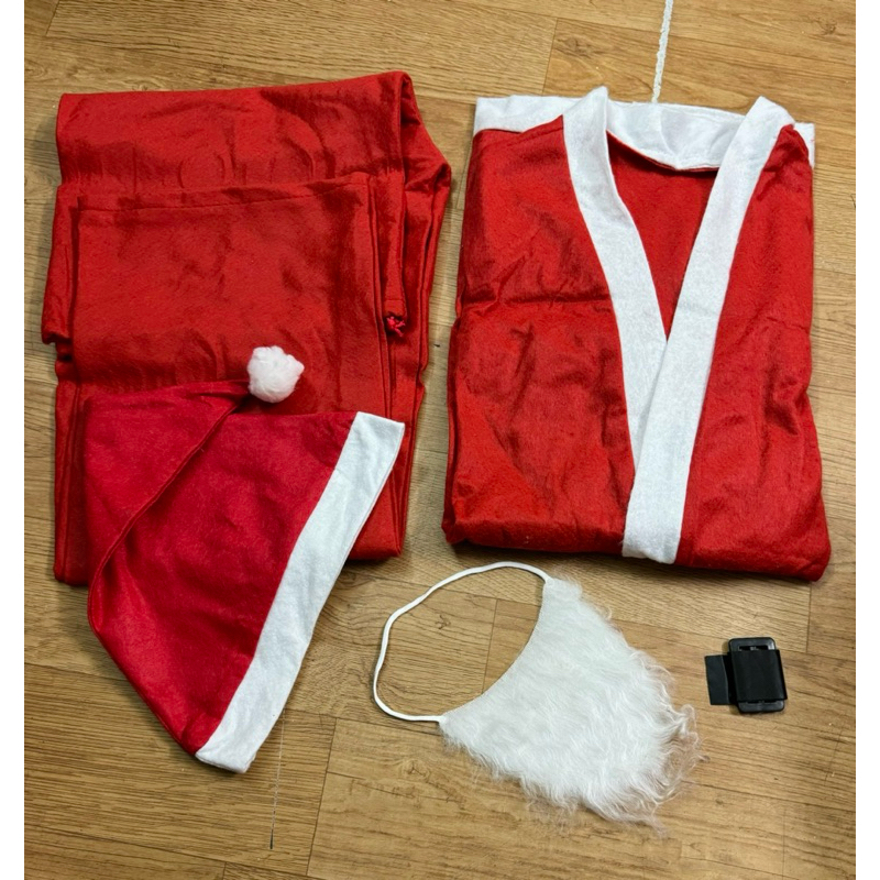 Bộ ông già Noel 5-7 món quần áo mũ râu đai túi  giày/ bộ noel nhung nỉ hóa trang ông già Noeta