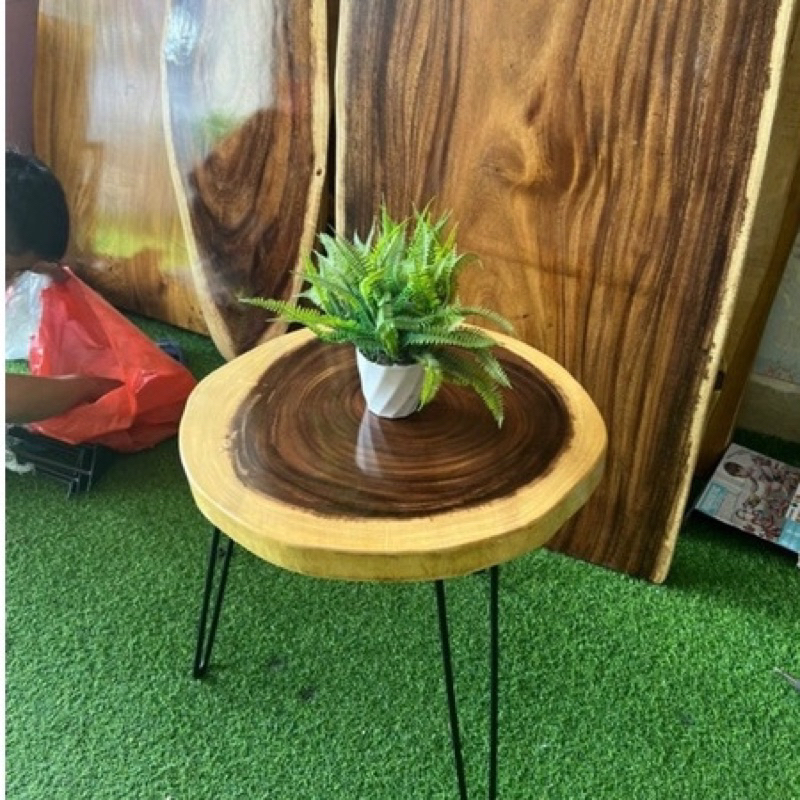 Bàn cafe ngoài trời, mặt gỗ me tây nguyên khối